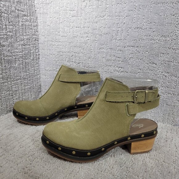 Chaco Cataluna Womens US 6 Moss Olive Green Waterproof Leather Ankle Strap Clogs - Picture 3 of 10